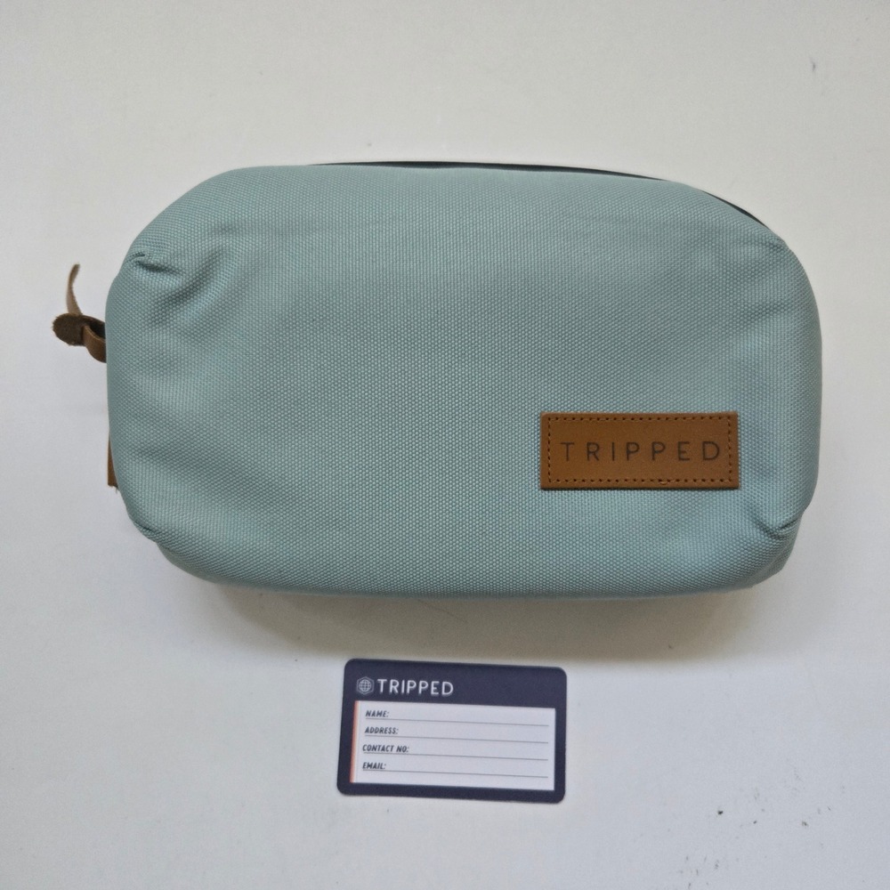 Tripped Tech Organizer Pouch Sage Green Travel Cable Case Accessory Bag Toiletry